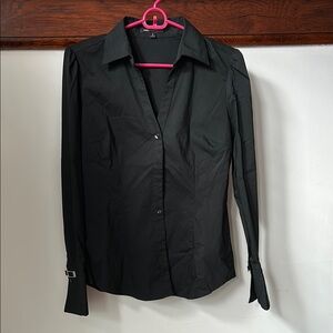 Express Design Studio Black Fitted Long Sleeve Button Down Shirt